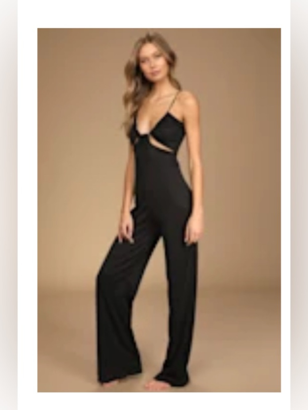 Lulu's Black Cutout Wide-Leg Jumpsuit with Thin Straps